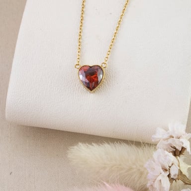 COLLAR CORAZÓN RUBI DORADO ACERO - 4