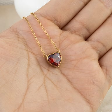 COLLAR CORAZÓN RUBI DORADO ACERO - 6