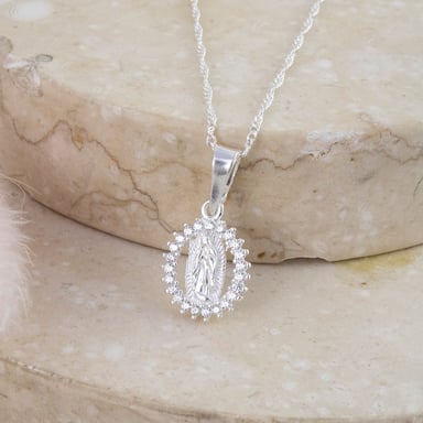 COLLAR VIRGEN BRILLOS PLATA - 2