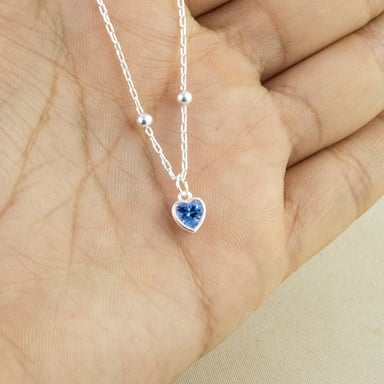 COLLAR CORAZÓN CRISTAL AZUL SWAROVSKI PLATA - 3