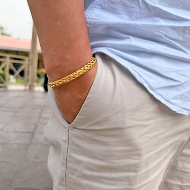 PULSERA TRENZADA DORADO ACERO HOMBRE - 3
