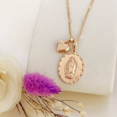 COLLAR VIRGEN GUADALUPE OVAL GRABADO ROSE - 2
