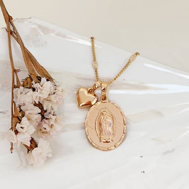 COLLAR VIRGEN GUADALUPE OVAL GRABADO ROSE - 3