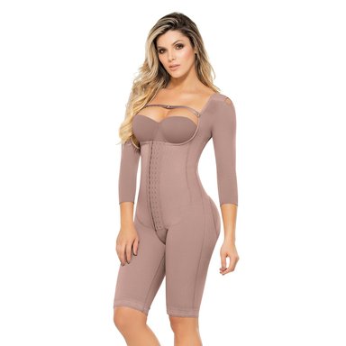 FAJA MUJER ANN-CHERY CHOCOLATE CLARO 5177-ANGELIQUE COLOMBIA POST-OPERATORIA CON MANGAS - 1