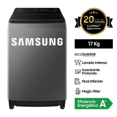 LAVADORA SAMSUNG 17 KG CARGA SUPERIOR ECOBUBBLE WA17CG6441BDPE GRIS - 1