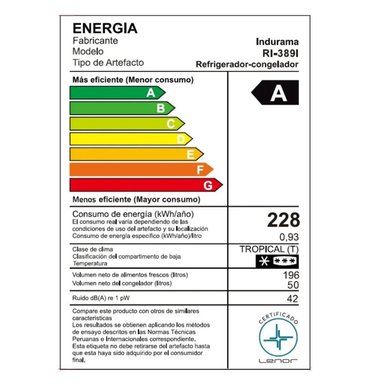 REFRIGERADORA INDURAMA RI-389I 246L NO FROST TOP MOUNT - CROMA - 8