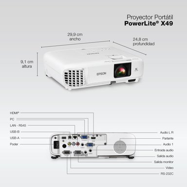 PROYECTOR EPSON POWERLITE X49 3LCD XGA 3600 LÚMENES - 7