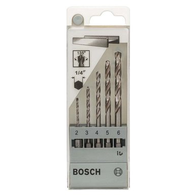 SET 5 BROCAS METAL BOSCH HSS-G VAST HEX DE 2 3 4 5 Y 6MM - 1