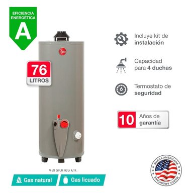 TERMOTANQUE RHEEM GLP GRIS 76L - 3