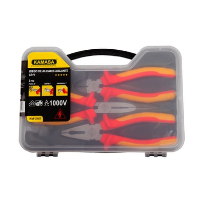JUEGO DE ALICATES AISLANTE KAMASA CR-V 3 PZS KM2167 - 2