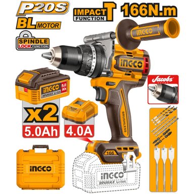 TALADRO + LLAVE DE IMPACTO INGCO CKLI20271 20V BRUSHLESS - 2