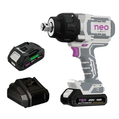 LLAVE DE IMPACTO BL 20V 1600 NM + 2 BAT 4H + CARG + MALETA NEO - 1
