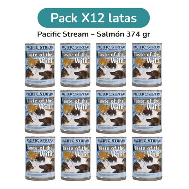 TASTE OF THE WILD PACIFIC STREAM SALMÓN PERRO PACK 12 LATAS 374G - 1