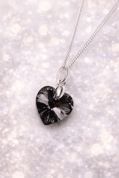 Collar de Plata 925 Mujer con Corazón de Cristal Negro - Joyería Fina - Regalo Romántico para Ella - 2