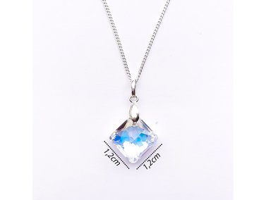 Collar de Plata 925 con Dije Rombo Blanco - Cadena Fina y Elegante - Regalo Especial para Enamorar - 2