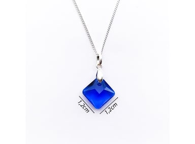 Collar de Plata 925 con Dije Rombo Azul - Cadena Fina Elegante - Regalo Ideal para Enamorar - 2