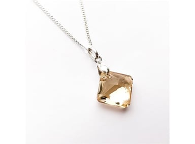 Collar de Plata 925 con Dije Rombo Ámbar - Cadena Fina y Elegante - Regalo Especial para Enamorar - 1