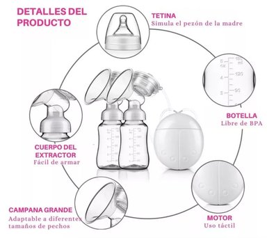 EXTRACTOR DE LECHE ELECTRICO DOBLE + 2 BIBERONES + 1 BIBERON ANTICOLICO AVENT PARA RECIEN NACIDO - 3