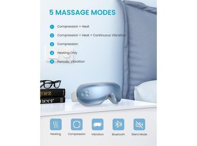 MASAJEADOR UNALUKA EM001RS OJOS RENPHO EYERIS1 CON COMPRESIÓN, BLUETOOTH Y CONTROL REMOTO. IDEAL PARA MIGRAÑAS - 4