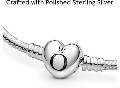 PANDORA MOMENTS PULSERA TIPO SERPIENTE CON DIJE DE CORAZÓN Y CAJA DE REGALO, COMPATIBLE CON DIJES - 3
