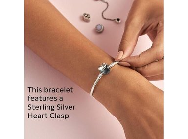 PANDORA MOMENTS PULSERA TIPO SERPIENTE CON DIJE DE CORAZÓN Y CAJA DE REGALO, COMPATIBLE CON DIJES - 4