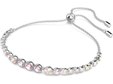 PULSERA SWAROVSKI EMILY CON CRISTALES TRANSPARENTES, AZULES Y ROSADOS, DISEÑO AJUSTABLE Y ELEGANTE CON CIERRE DE BOLO - 2