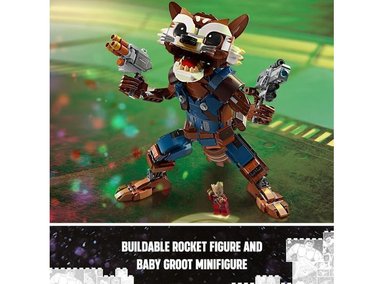 FIGURA ARMABLE LEGO 6471515 MARVEL ROCKET Y BABY GROOT INSPIRADO GUARDIANES LA GALAXIA ACCIÓN NIÑOS DESDE 10 AÑOS - 5