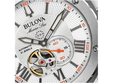 BULOVA MARINE STAR 'SERIES A', RELOJ AUTOMÁTICO PARA HOMBRE CON CORREA DE SILICONA ANARANJADA, ESTILO MODERNO - 4