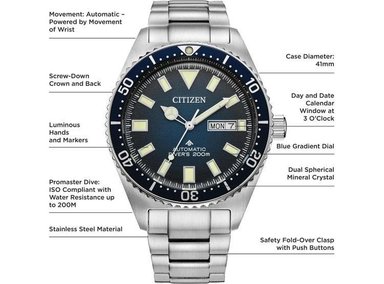 RELOJ CITIZEN PROMASTER DIVE AUTOMÁTICO CON ESFERA AZUL DEGRADADO, CERTIFICADO ISO (MODELO: NY0129-58L) - 5