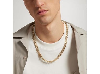 CALVIN KLEIN, COLLAR DE ESLABONES DE CADENA PARA HOMBRE CON CIERRE MOSQUETÓN Y ESTILO MODERNO - 2
