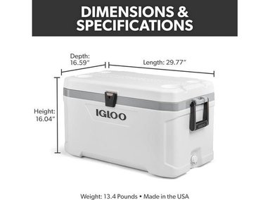 IGLOO COOLERS MARINE SERIES, HIELERA AISLADA PORTÁTIL IDEAL PARA PESCA, CAMPISMO Y NAVEGACIÓN - 5