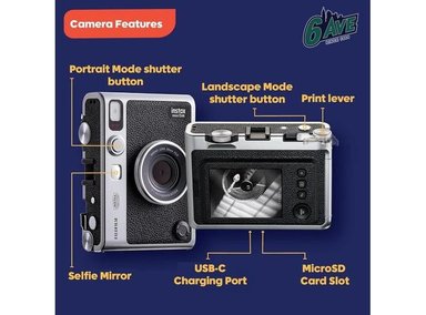 FUJIFILM INSTAX MINI EVO HÍBRIDA PAQUETE CON PELÍCULA INSTANTÁNEA, MEMORIA Y ESTUCHE DE CÁMARA NEGRO - 6