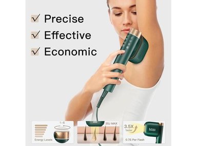 DEPILADORA IPL BOSIDIN, 6+1 MODOS, REJUVENECIMIENTO FACIAL, ENFRIAMIENTO DE HIELO, REDUCCIÓN DE VELLO PERMANENTE - 4
