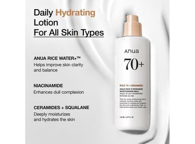 ANUA HIDRATANTE FACIAL RICE 70 LOCIÓN FACIAL 150ML NIACINAMIDA - 2
