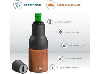 ASOBU FROSTY BEER HOLDER, ENFRIADOR DE ACERO INOXIDABLE CON AISLAMIENTO AL VACÍO Y ABREBOTELLAS INCLUIDO, LIBRE DE BPA - 3