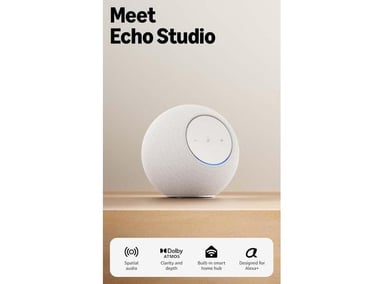 AMAZON ECHO STUDIO COMPACTO CON SONIDO DOLBY ATMOS Y CONTROL ALEXA, COLOR BLANCO GLACIAL - 1