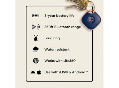 TILE MATE RASTREADOR BLUETOOTH PARA LLAVES Y BOLSAS, COMPATIBLE CON IOS Y ANDROID, PAQUETE DE 4 - 7