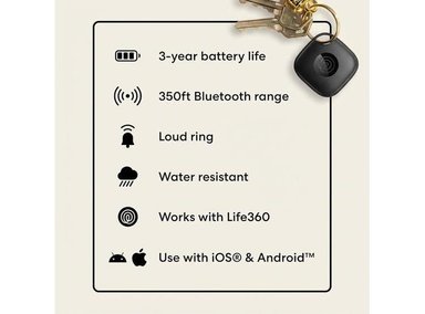 TILE MATE LIFE360, RASTREADOR BLUETOOTH Y BUSCADOR DE TELÉFONOS, COMPATIBLE CON IOS Y ANDROID, PAQUETE DE 4 - 7
