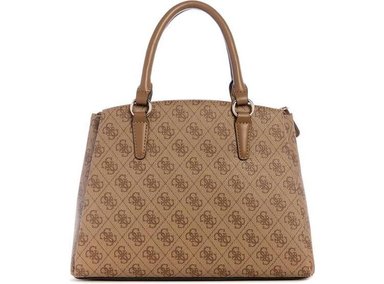 BOLSO SATCHEL LARISHA GUESS, 3 COMPARTIMENTOS, LOGO 4G, POLIURETANO, CORREA DESMONTABLE - 3