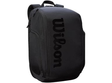 BOLSA DE TENIS WILSON NEGRA CON ESPACIOS PARA RAQUETAS, LAPTOP Y ZAPATOS. IDEAL PARA DEPORTISTAS - 1