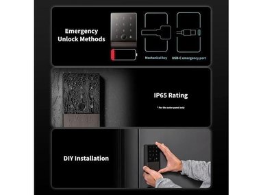 CERRADURA INTELIGENTE AQARA U100 SIN LLAVE, APPLE HOME, ALEXA, GOOGLE, TECLADO TÁCTIL, BLUETOOTH, IP65 RESISTENTE - 6