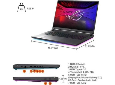 ASUS ROG STRIX G18 GAMING LAPTOP 2.5K INTEL 24-CORE 64GB RAM 1TB SSD GEFORCE RTX 5060 RETROILUMINADO - 8