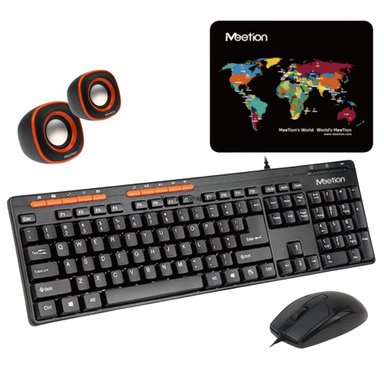 KIT TECLADO MULTIMEDIA EN ESPAÑOL + MOUSE + SPEAKERS + PAD MEETION C105 COMBO PARA PRODUCTIVIDAD ESTUDIO & TRABAJO - 3