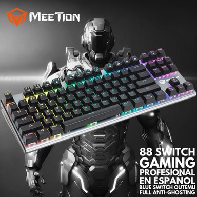 TECLADO GAMER MECÁNICO 88-SWITCH TKL RGB MEETION MK04 EN ESPAÑOL CUSTOMIZABLE OUTEMU BLUE ANTI-GHOSTING - 1