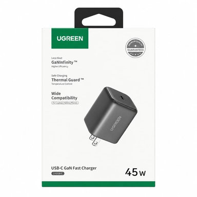 CARGADOR UGREEN X524 CARGA RAPIDA TIPO C 45W GAN 65050B NEGRO - 2