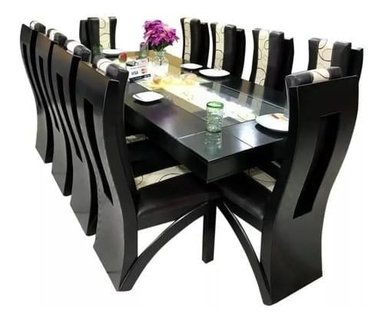 JUEGO COMEDOR MOBILIARI 10 SILLAS NOGAL MP GLASS - 1