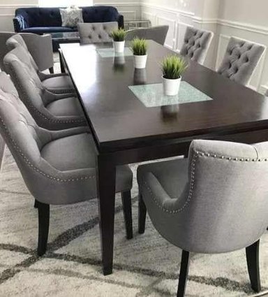 JUEGO COMEDOR MOBILIARI 8 SILLAS NOGAL MP ROMA CAPITONE - 1