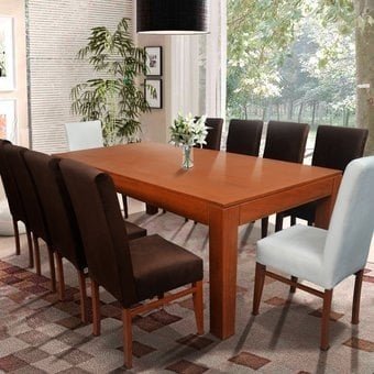 JUEGO COMEDOR MOBILIARI 8 SILLAS NOGAL MP HAXDES - 1