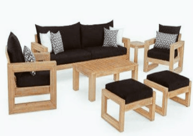MP JUEGO DE SALA PARA TERRAZA O JARDÍN ELY STANDARD DE 2-1-1 CUERPOS + 2 BANCAS - NEGRO - 1