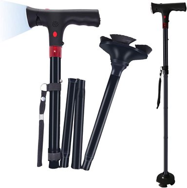 BASTÓN PERUMASSAGE PLEGABLE CON LINTERNA Y ALARMA - 1